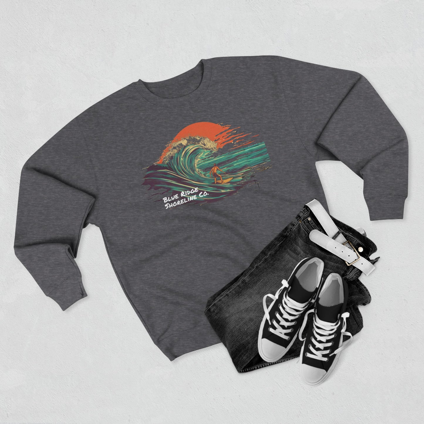 Blue Ridge Shoreline Co. Surfing Sunset Crewneck - Part of the Retro Swell Collection